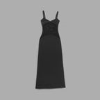 Black Sequin Spaghetti Strap Bodycon Dress H6044