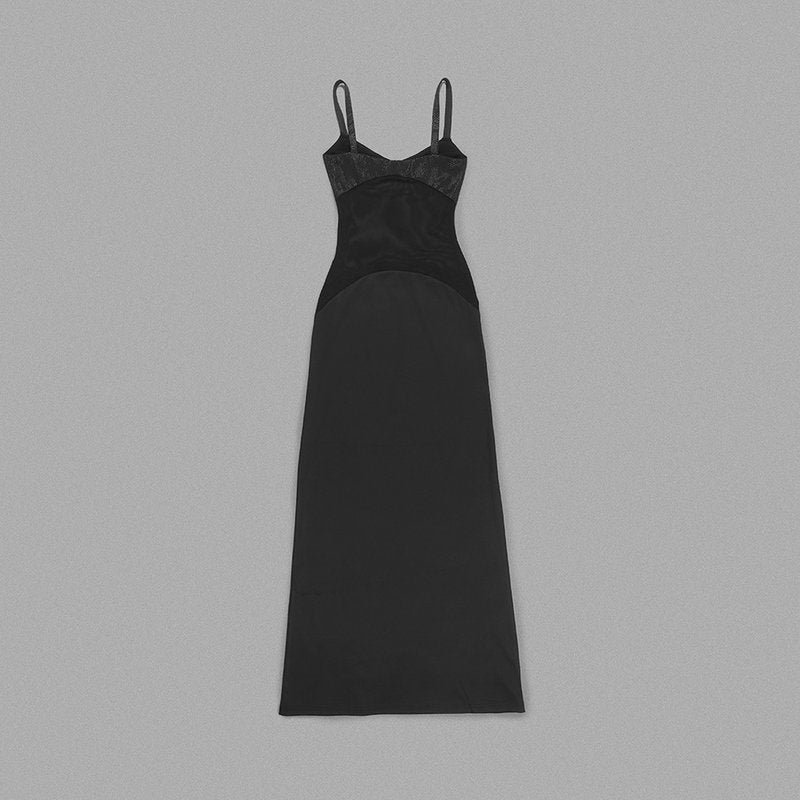 Black Sequin Spaghetti Strap Bodycon Dress H6044