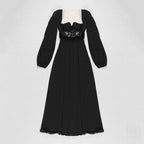 Black Sheer Sleeve Maxi Dress H4198