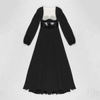 Black Sheer Sleeve Maxi Dress H4198