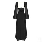 Black Sheer Sleeve Maxi Dress H4198