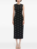 Black Sleeveless Embroidered Midi Dress H6602
