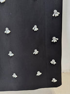Black Sleeveless Embroidered Midi Dress H6602