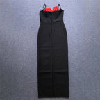 Black Strapless Floral Embellished Gown H6184