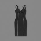 Black Strapless Sequin Trim Midi Dress H6515