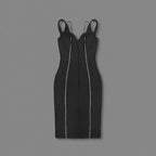 Black Strapless Sequin Trim Midi Dress H6515