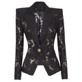 Black Tropical Print Tailored Blazer H7081