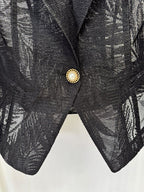 Black Tropical Print Tailored Blazer H7081