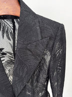 Black Tropical Print Tailored Blazer H7081
