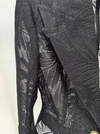 Black Tropical Print Tailored Blazer H7081