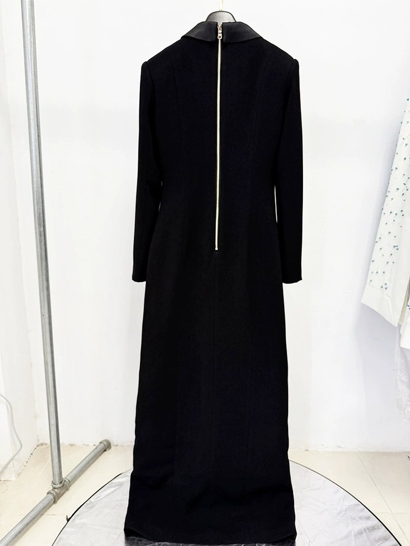 Black Tuxedo Style Maxi Dress H6607