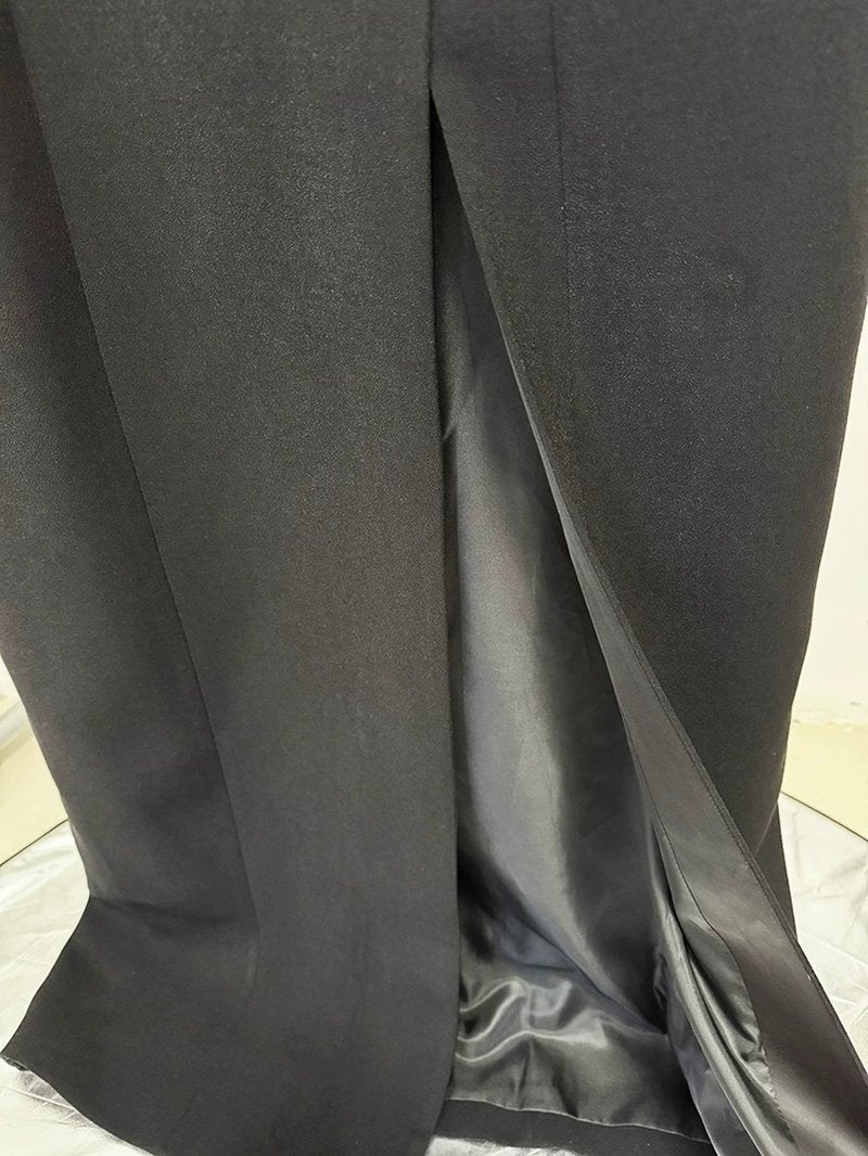 Black Tuxedo Style Maxi Dress H6607