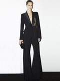 Black Tuxedo Suit with Gold Embellishment H6369
