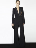 Black Tuxedo Suit with Gold Embellishment H6369