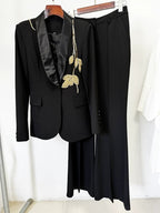 Black Tuxedo Suit with Gold Embellishment H6369