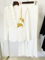 Black Tuxedo Suit with Gold Embellishment H6369