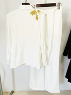 Black Tuxedo Suit with Gold Embellishment H6369