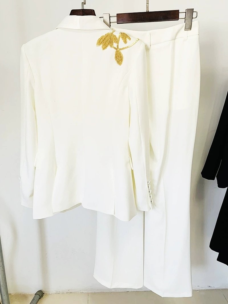 Black Tuxedo Suit with Gold Embellishment H6369