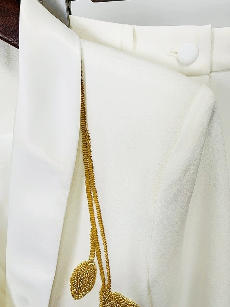 Black Tuxedo Suit with Gold Embellishment H6369