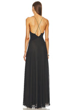 Black V-Neck Floral Embellished Maxi Dress H6060
