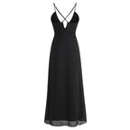 Black V-Neck Floral Embellished Maxi Dress H6060