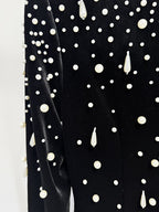 Black Velvet Beaded Long Sleeve Gown H6727