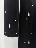 Black Velvet Beaded Long Sleeve Gown H6727