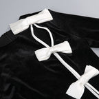 Black Velvet Bow Front Maxi Dress H7064