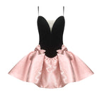 Black Velvet Corset Pink Tulle Skirt Dress H6797