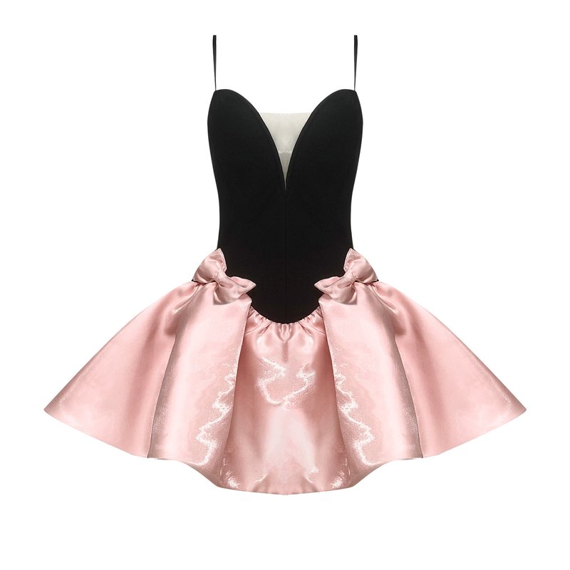 Black Velvet Corset Pink Tulle Skirt Dress H6797