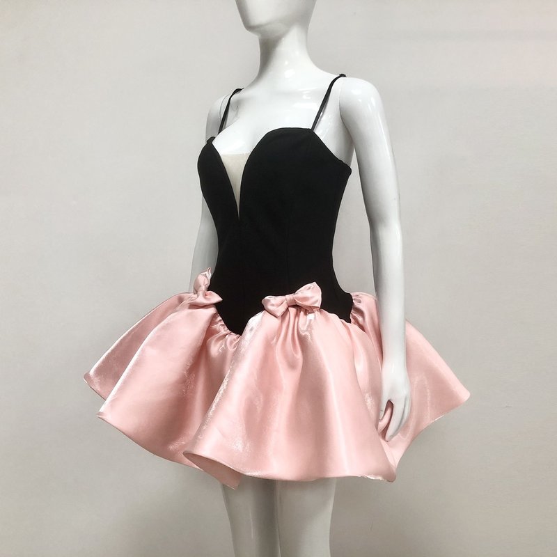 Black Velvet Corset Pink Tulle Skirt Dress H6797
