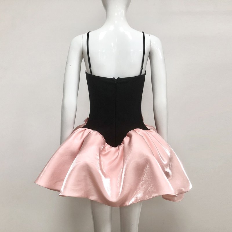 Black Velvet Corset Pink Tulle Skirt Dress H6797
