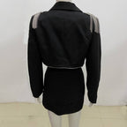Black Velvet Crop Top & Mini Skirt Set H6029