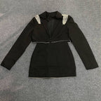 Black Velvet Crop Top & Mini Skirt Set H6029