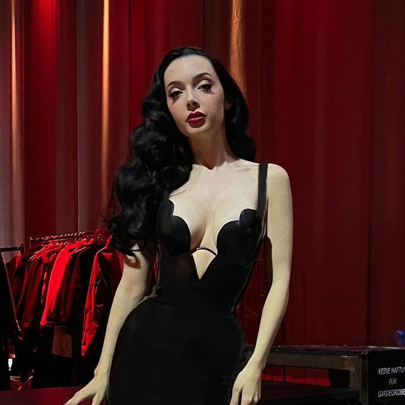 Black Velvet Deep V-Neck Mini Dress H6391