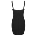 Black Velvet Deep V-Neck Mini Dress H6391