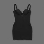 Black Velvet Deep V-Neck Mini Dress H6391