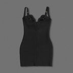 Black Velvet Deep V-Neck Mini Dress H6391