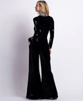 Black Velvet Embellished Jumpsuit H6532