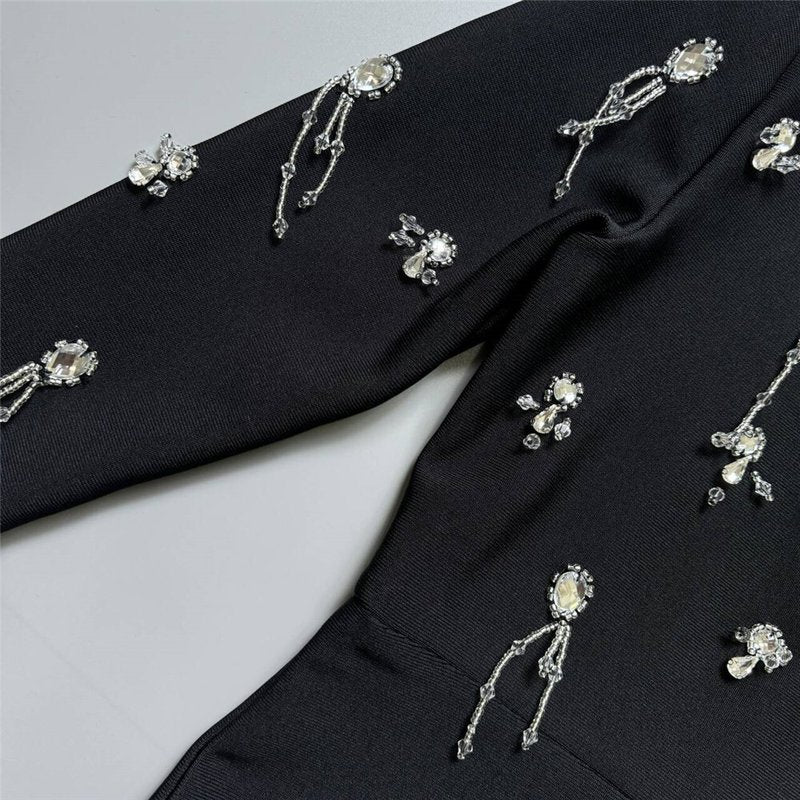 Black Velvet Embellished Jumpsuit H6532
