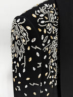Black Velvet Embellished Tuxedo Coat Set H6738