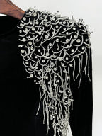 Black Velvet Mermaid Gown with Beaded Embellishments H6588