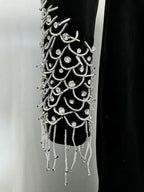 Black Velvet Mermaid Gown with Beaded Embellishments H6588