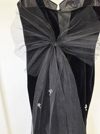 Black Velvet Mermaid Gown with Crystal Accents H6590