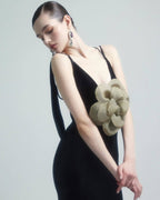 Black Velvet Mermaid Gown with Flower Applique H6467