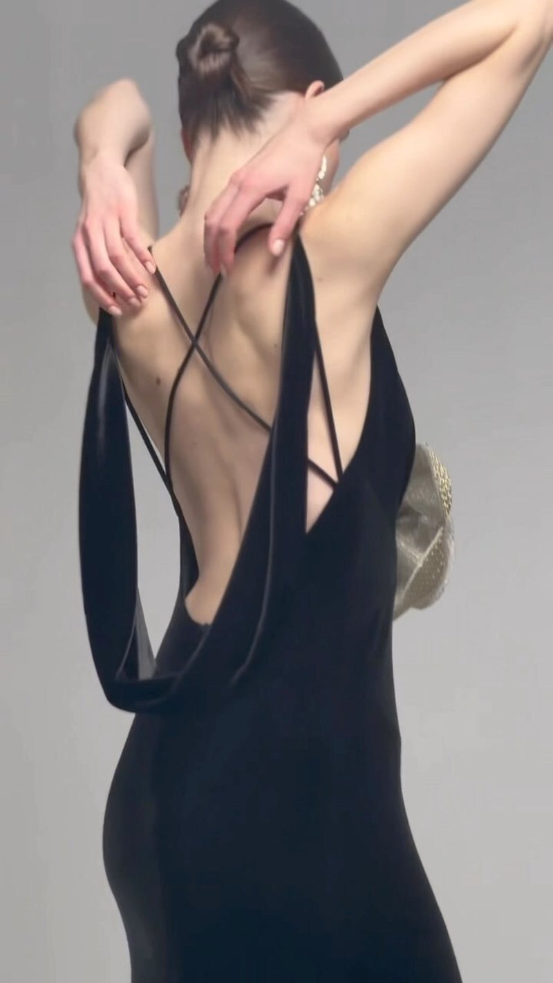 Black Velvet Mermaid Gown with Flower Applique H6467