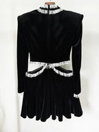 Black Velvet Ruffle Mini Dress H6589
