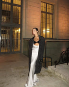 Black Velvet White Satin Mermaid Gown H6517