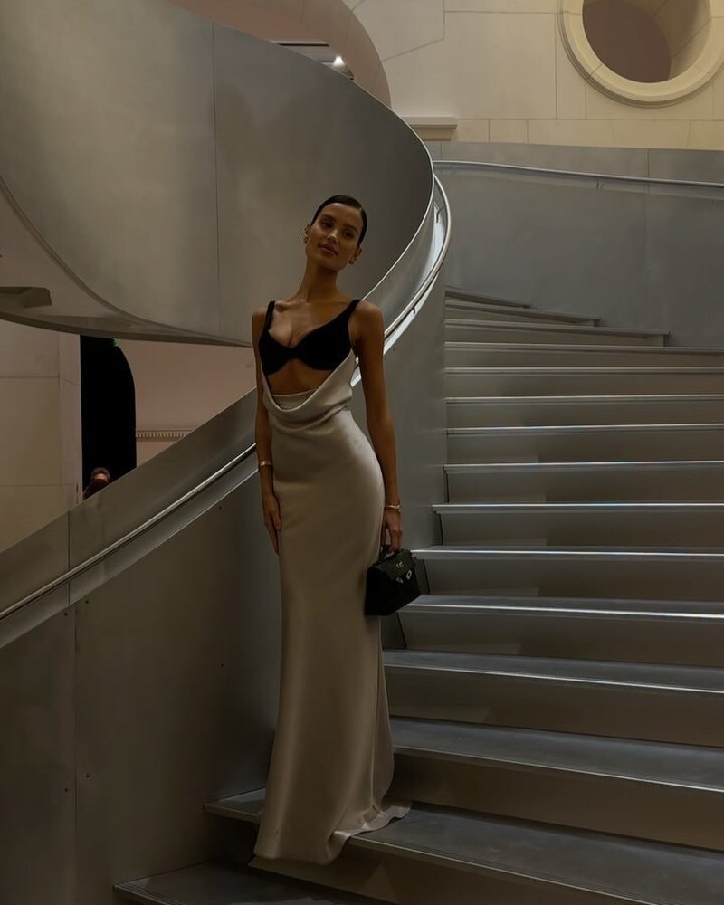 Black Velvet White Satin Mermaid Gown H6517