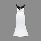 Black Velvet White Satin Mermaid Gown H6517
